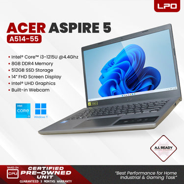 LPO Laptop Acer Aspire 5 A514-55 Intel Core i3-1215U @ 4.4GHz 8GB DDR4 512GB SSD Windows 11 Home 14.0