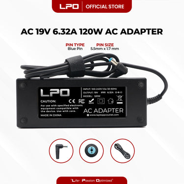 Laptop Charger Acer 19V 6.32A 120W Blue Pin 5.5mm x 1.7mm Compatible with Acer Aspire 5951G