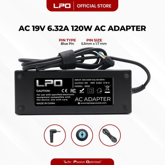 Laptop Charger Acer 19V 6.32A 120W Blue Pin 5.5mm x 1.7mm Compatible with Acer Aspire 5951G