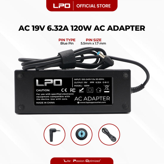 Laptop Charger Acer 19V 6.32A 120W Blue Pin 5.5mm x 1.7mm Compatible with Acer Aspire 5951G