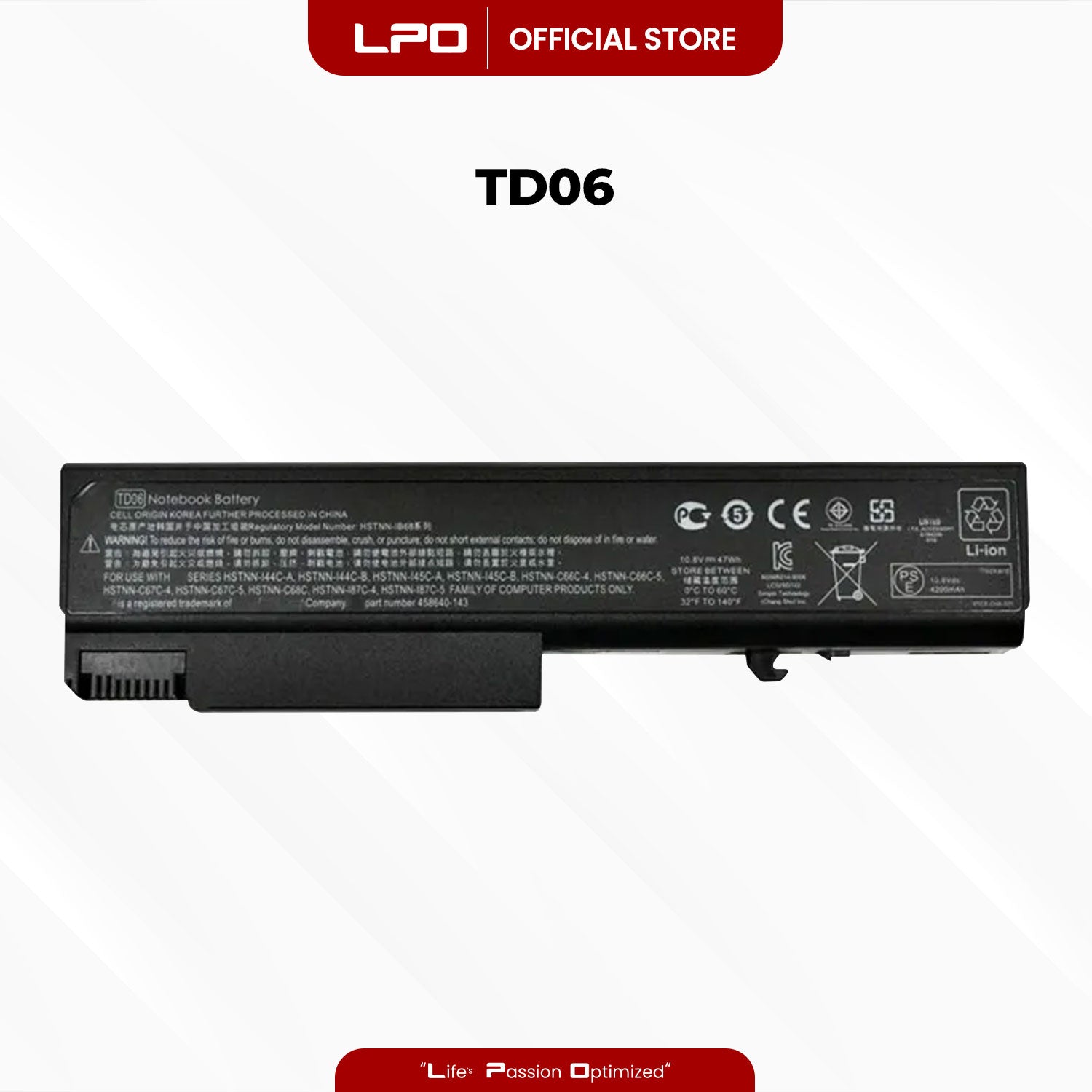 Laptop Battery TD06 Compatible with HP ProBook 6440b 6545b 6550b 8440P HSTNN-C68C