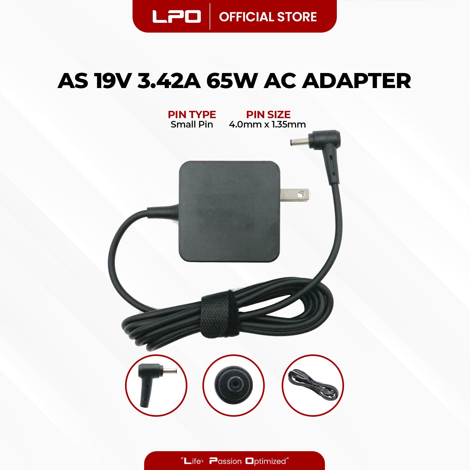 Laptop Charger Asus 19V 3.42A 65W Small Pin 4.0mm x 1.35mm Compatible with Asus Expertbook P5440FF
