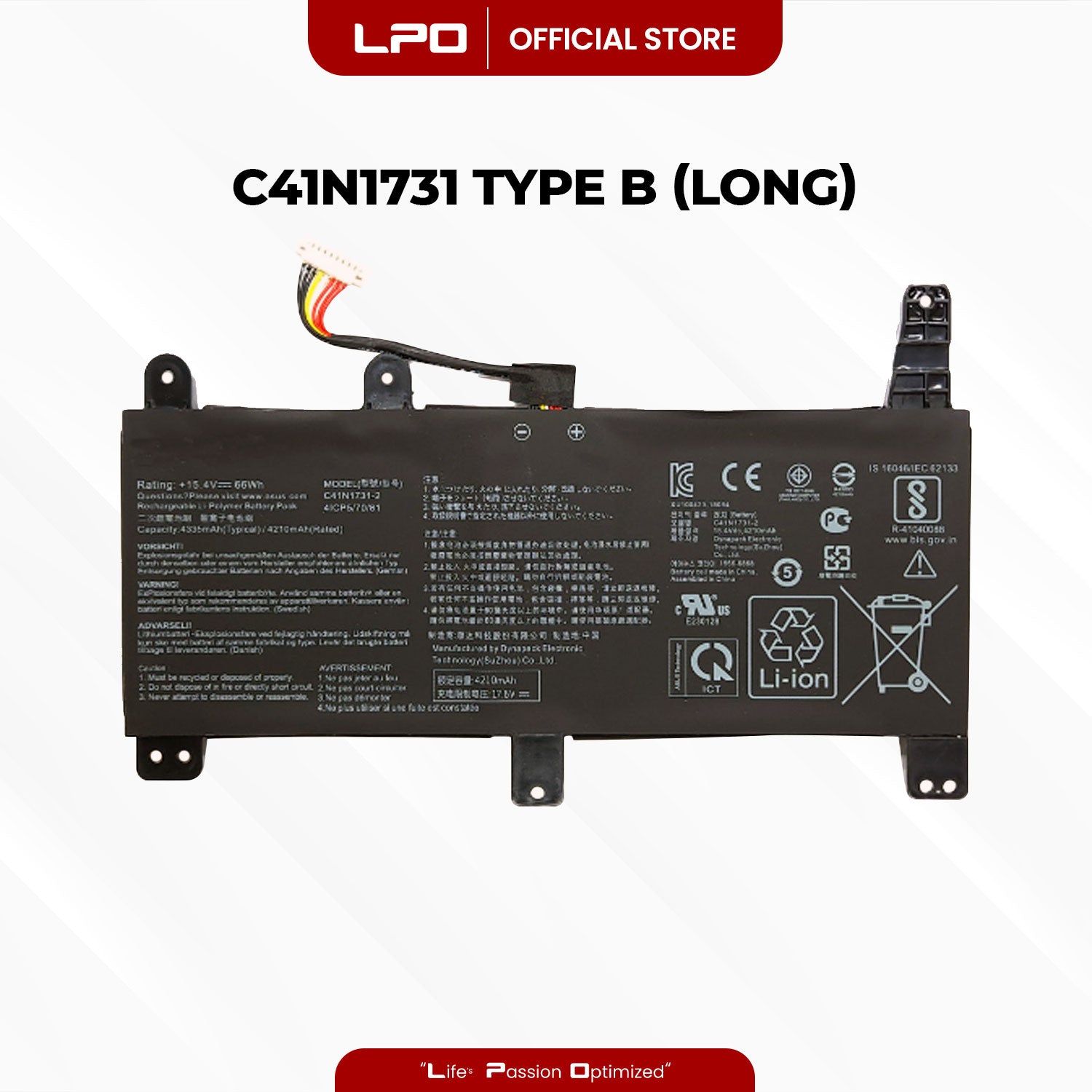 Laptop Battery C41N1731 TYPE B (LONG) Compatible with Asus Rog STRIX G15 G512LWS-AZ001T
