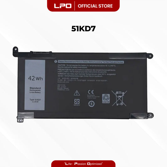 Laptop Battery 51KD7 Compatible with Dell Chromebook 5190 (P28T001) 2-In-1 (P28T002) Series