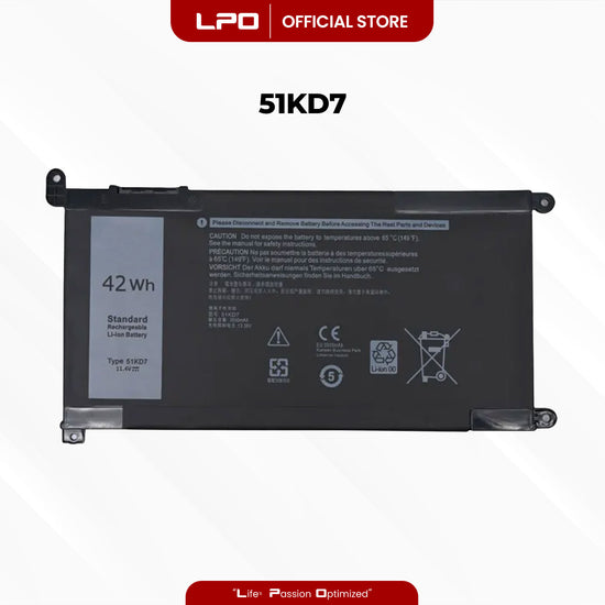 Laptop Battery 51KD7 Compatible with Dell Chromebook 5190 (P28T001) 2-In-1 (P28T002) Series