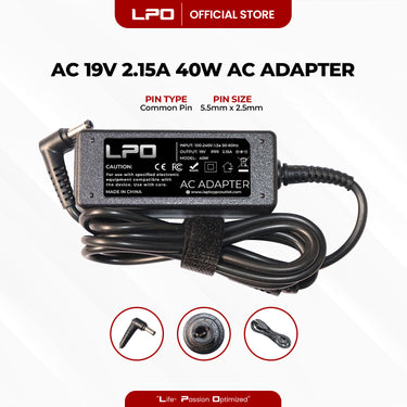 Laptop Charger Acer  19V 2.15A 40W Common Pin 5.5mm x 2.5mm Compatible with Acer Aspire One