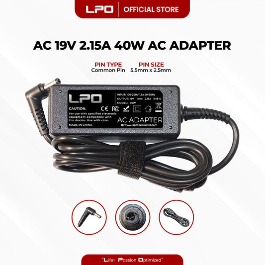Laptop Charger Acer  19V 2.15A 40W Common Pin 5.5mm x 2.5mm Compatible with Acer Aspire One