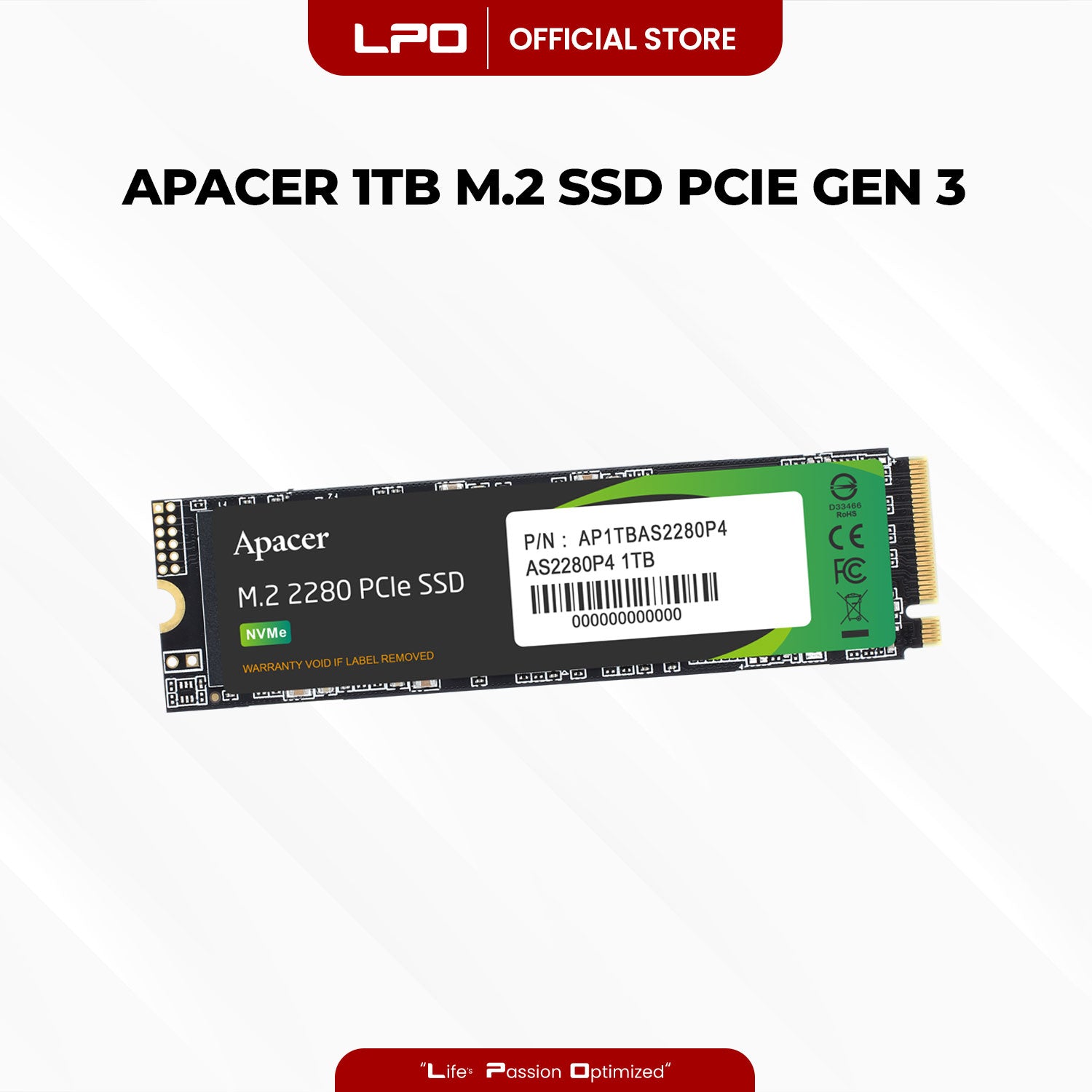 Apacer AS2280P4 1TB M.2 2280 PCIe Gen3 (AP1TBAS2280P4)
