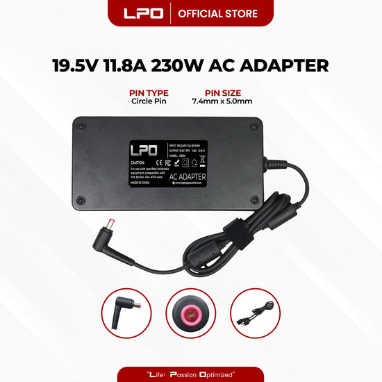 Laptop Charger Acer 19.5V 11.8A 230W Circle Pin 7.4mm x 5.0mm Compatible with Acer Predator 17 GTX 1070 G9-793-79V5 78CM 79PE 73MB 79VS