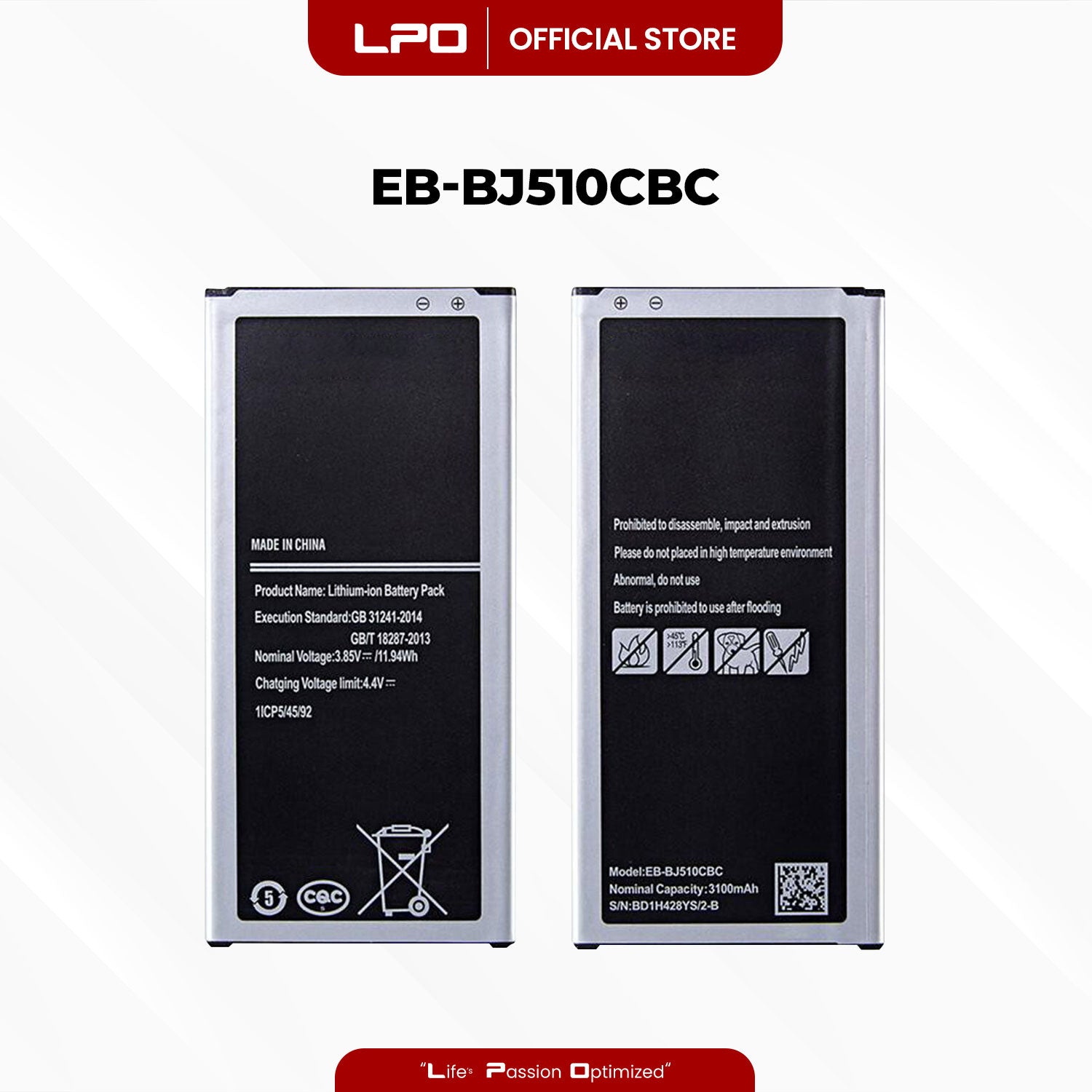 Cellphone Battery Samsung Galaxy J5 2016 EB-BJ510CBC Compatible with SM-J510F, SM-J510G
