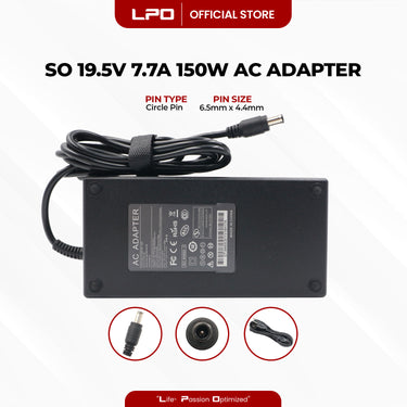 Laptop Charger Sony 19.5V 7.7A 150W Circle Pin 6.5mm x 4.4mm Compatible with Sony VGP-AC19V54