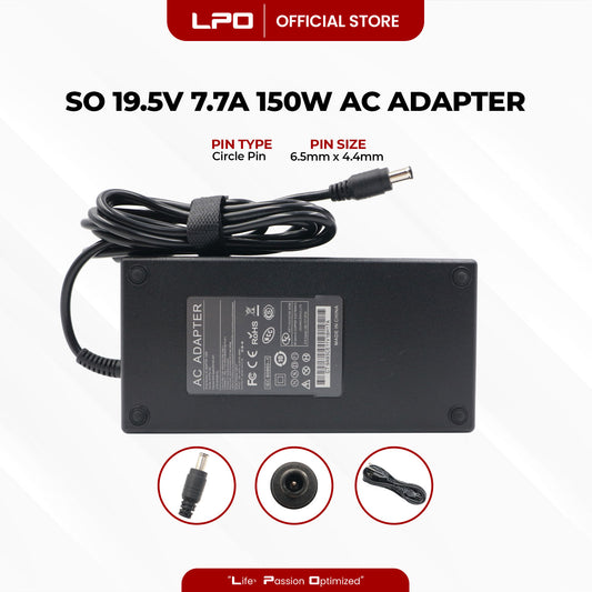 Laptop Charger Sony 19.5V 7.7A 150W Circle Pin 6.5mm x 4.4mm Compatible with Sony VGP-AC19V54