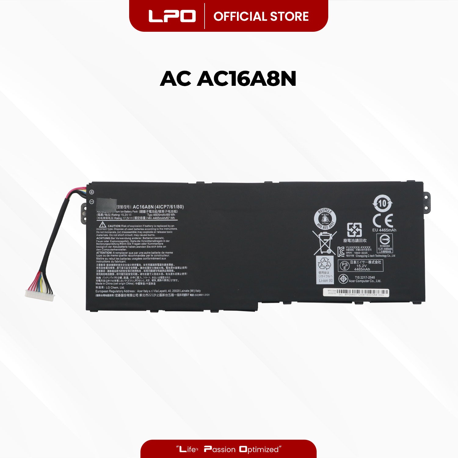 Laptop Battery AC16A8N Compatible with Acer Aspire V15 Nitro BE Series, Acer Aspire V15 Nitro Black Edition Series, - LPO Laptop PC-Outlet
