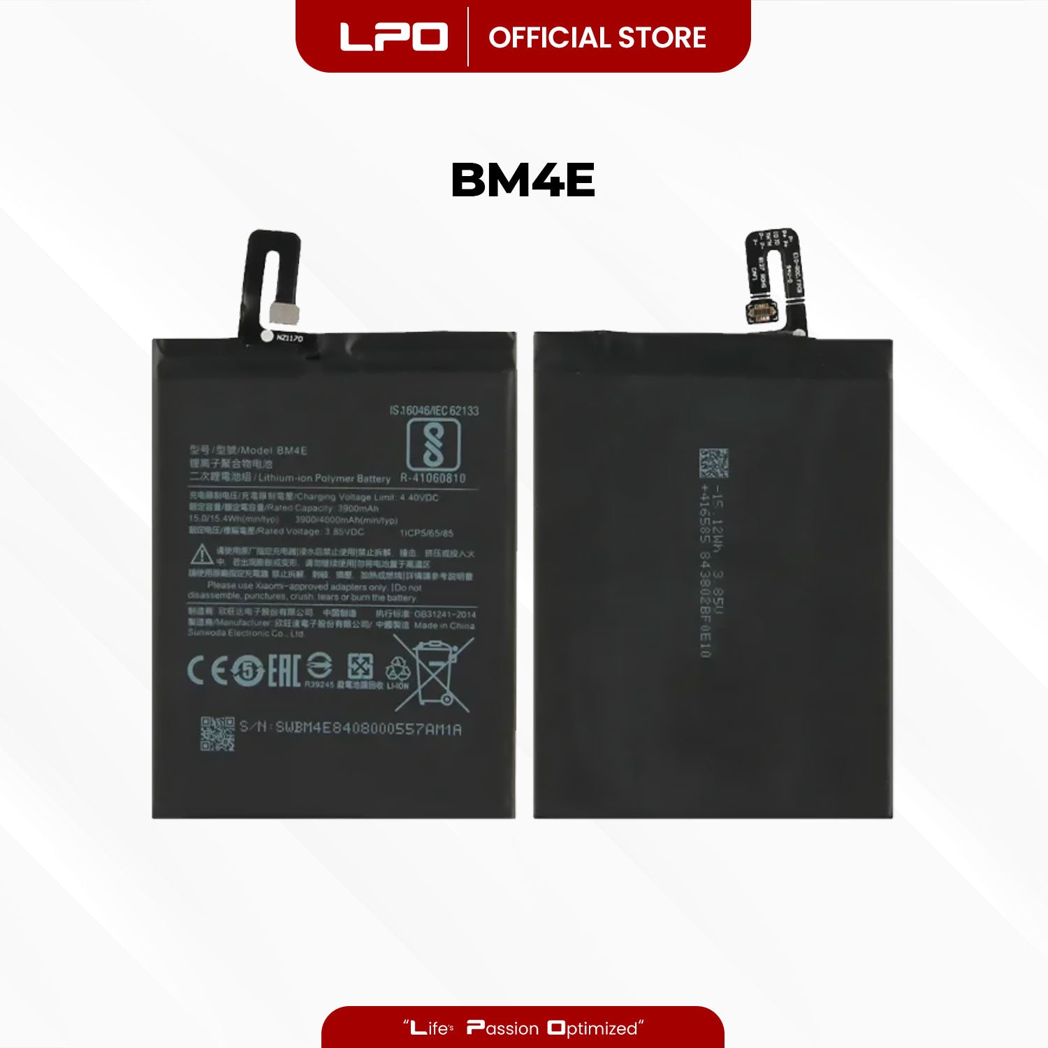 Cellphone Battery Xiaomi Pocophone F1 2018 BM4E Compatible with M1805E10A, POCO F1 - LPO Laptop PC-Outlet