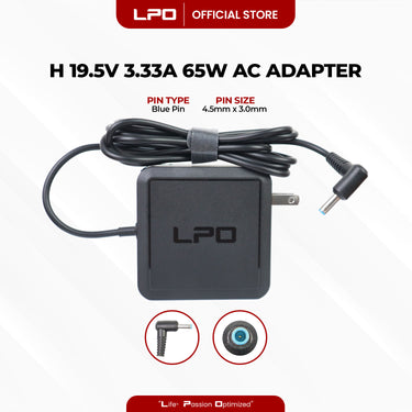 Laptop Charger HP 19.5V 3.33A 65W Blue Pin 4.5mm x 3.0mm Compatible with 15-BS000