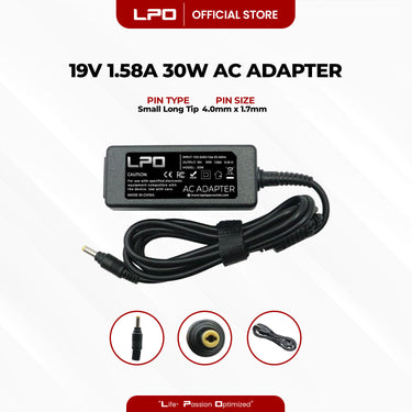 Laptop Charger HP 19V 1.58A 30W Small Long Tip 4.0mm x 1.7mm Compatible with HP Mini 110 110XP 210