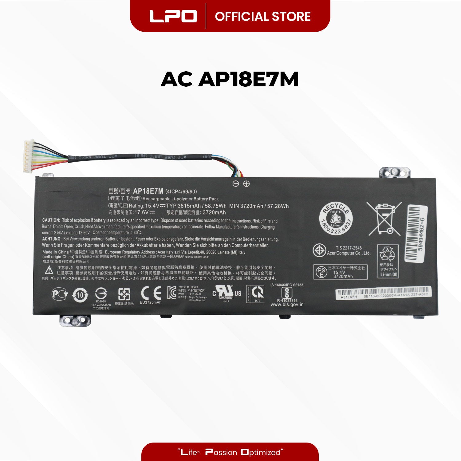 Laptop Battery AP18E7M Compatible with Acer Nitro 5 AN515, Nitro 7 AN715 PH315 - LPO Laptop PC-Outlet