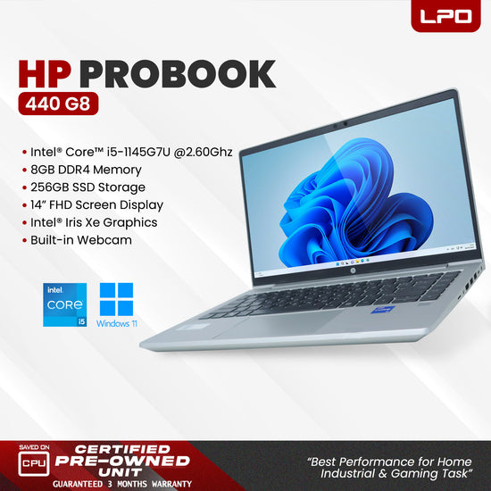 LPO Laptop HP Probook 440 G8 Intel Core i5-1135G7 @ 2.40GHz 8GB DDR4 256GB SSD 14