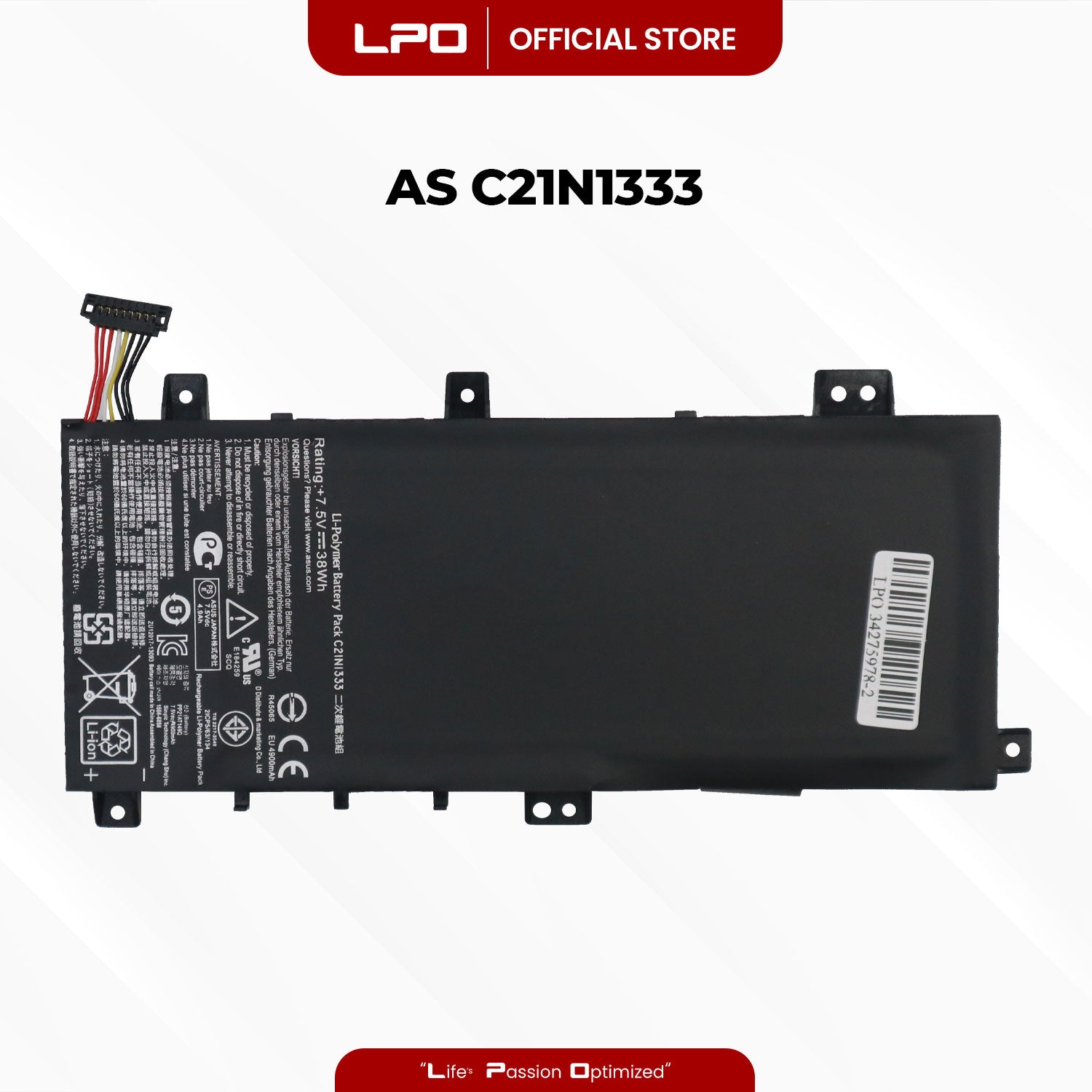 Laptop Battery C21N1333 Compatible with Asus Transformer Book Flip R554L TP550L - LPO Laptop PC-Outlet