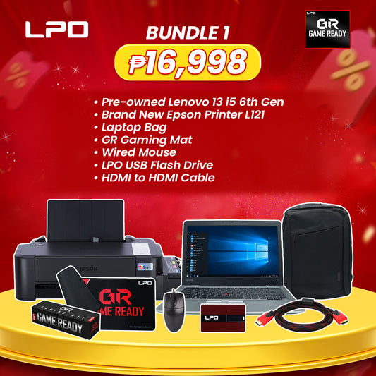 GR Bundle sale Pre-owned Lenovo Thinkpad 13 Brand New Epson Printer L121 Laptop Bag GR Extended Gaming Mouse Pad Wired Mouse  LPO Usb Flash Drive HDMI to HDMI Cable