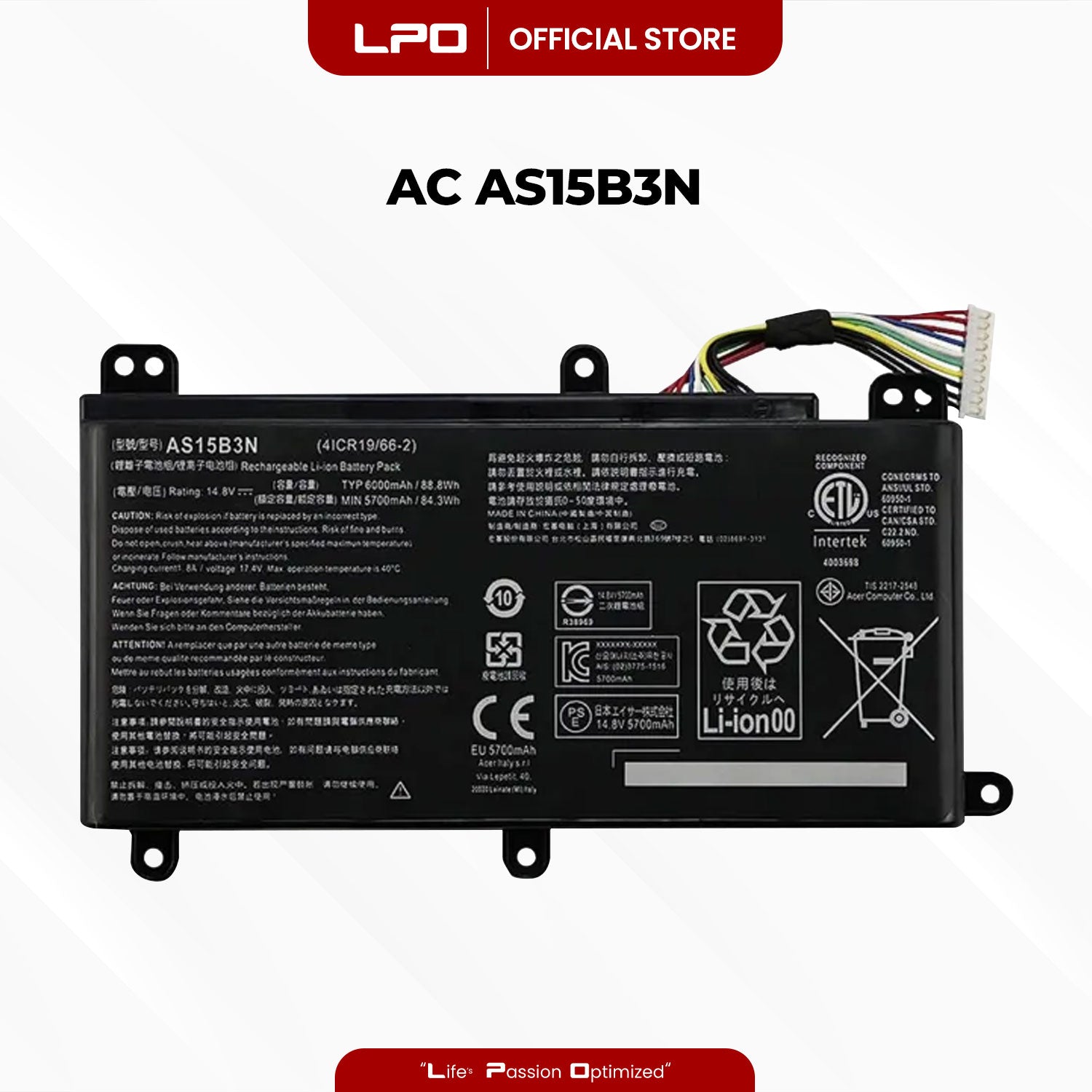 Laptop Battery AS15B3N Compatible with Acer Predator 15 G9-591 G9-591G G9-591R Series; - LPO Laptop PC-Outlet