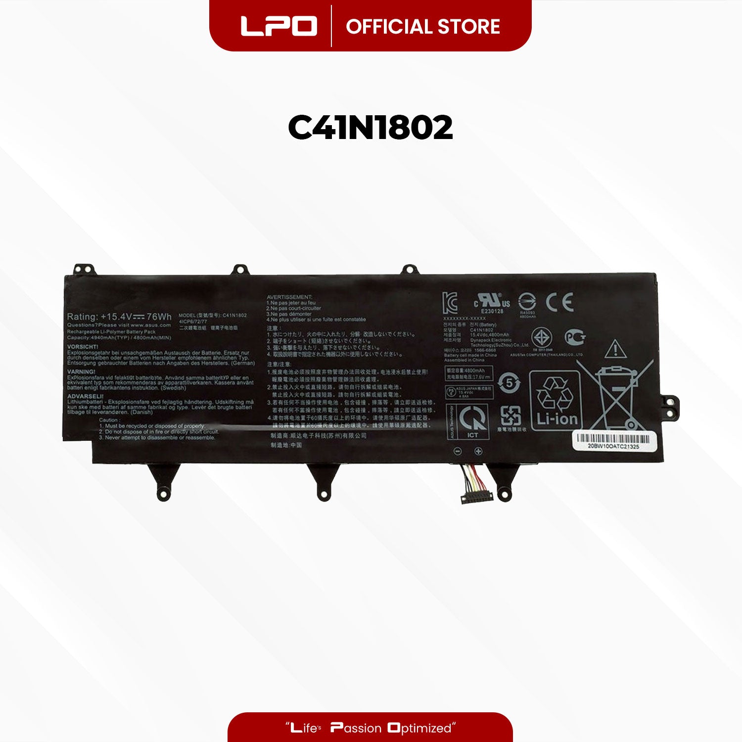 Laptop Battery C41N1802 Compatible with Asus ROG Zephyrus S 3s Plus GX701 GX701GW