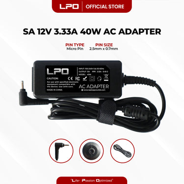Laptop Charger Samsung 12V 3.33A 40W Micro Pin 2.5mm x 0.7mm Compatible with Samsung Chromebook 3 XE500C13