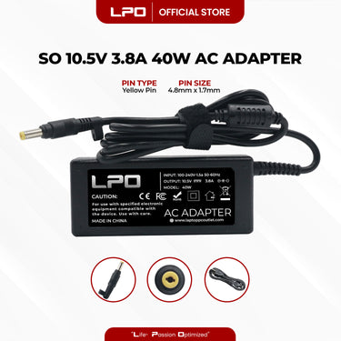 Laptop Charger Sony 10.5V 3.8A 40W Yellow Pin 4.8mm x 1.7mm Compatible with  Sony Vaio Pro Svp132a1cw