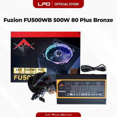 Fuzion FU500WB 500W 80+ Bronze RGB Power Supply True-Rated High Performance PSU For CPU Desktop PC Computer