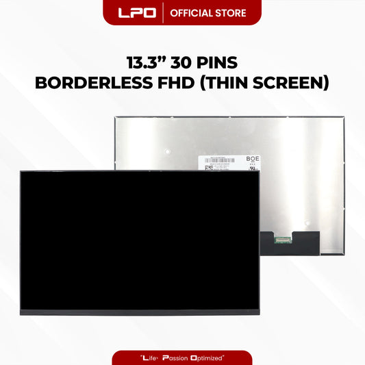 Laptop LCD Screen 13.3" 30 Pins (narrow pin) Thin Screen Fold Borderless FHD 1920 x 1080 60Hz Compatible with NV133FHM-N4A