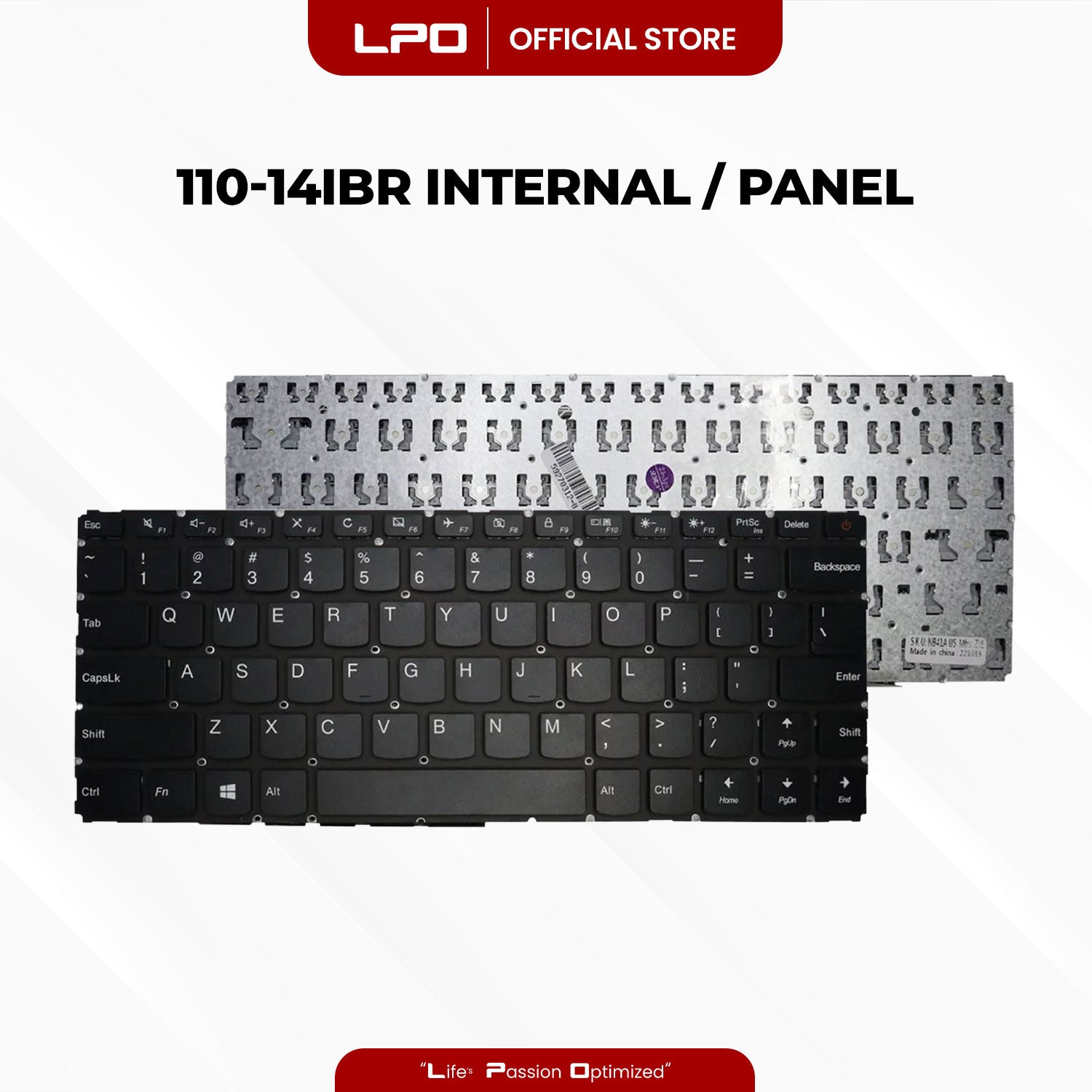 Laptop Keyboard LENOVO 110-14IBR Internal / Panel Black US Compatible with Lenovo Ideapad 110-14IBR 110-14AST