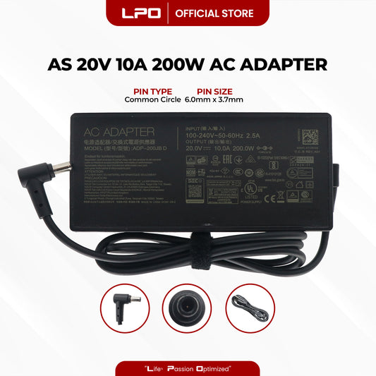 Laptop Charger Asus 20V 10A 200W Common Circle Pin 6.0mm x 3.7mm Compatible  with Asus ROG Zephyrus G15 GA503