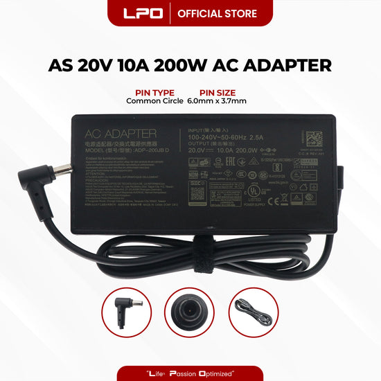 Laptop Charger Asus 20V 10A 200W Common Circle Pin 6.0mm x 3.7mm Compatible  with Asus ROG Zephyrus G15 GA503
