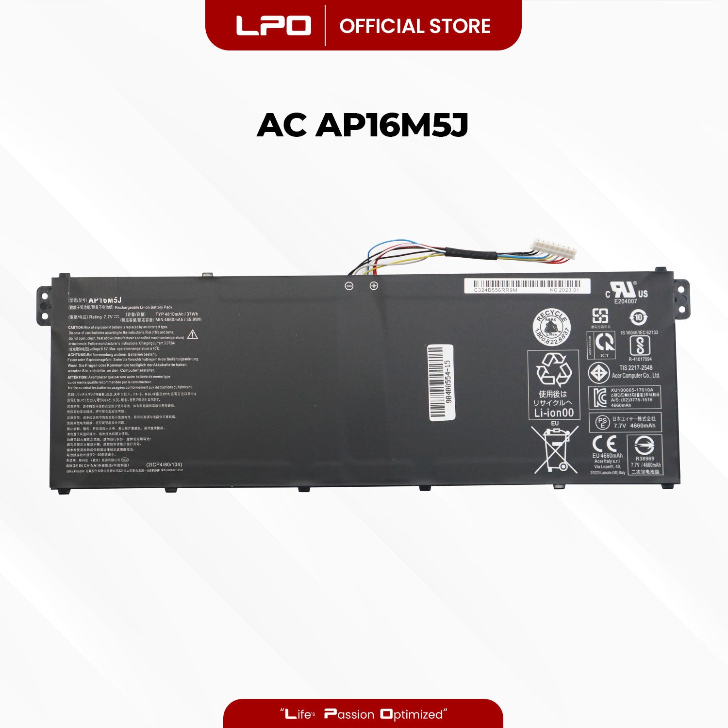 Laptop Battery AP16M5J	Acer Aspire 1 3 5: A114-31 A114-31-C4HH A314-31 A315-21 A315-31 A315-51 A315-52 A515-51; ES1-523 - LPO Laptop PC-Outlet