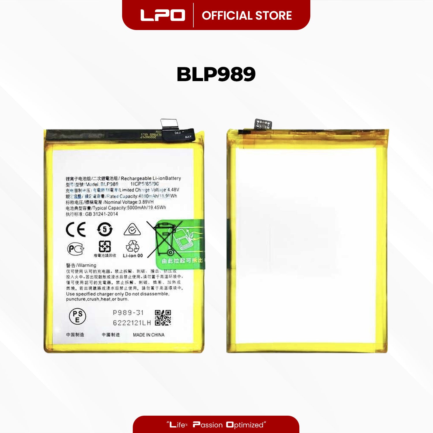 Cellphone Battery	Oppo A98 2023	BLP989 Compatible with CPH2529 - LPO Laptop PC-Outlet