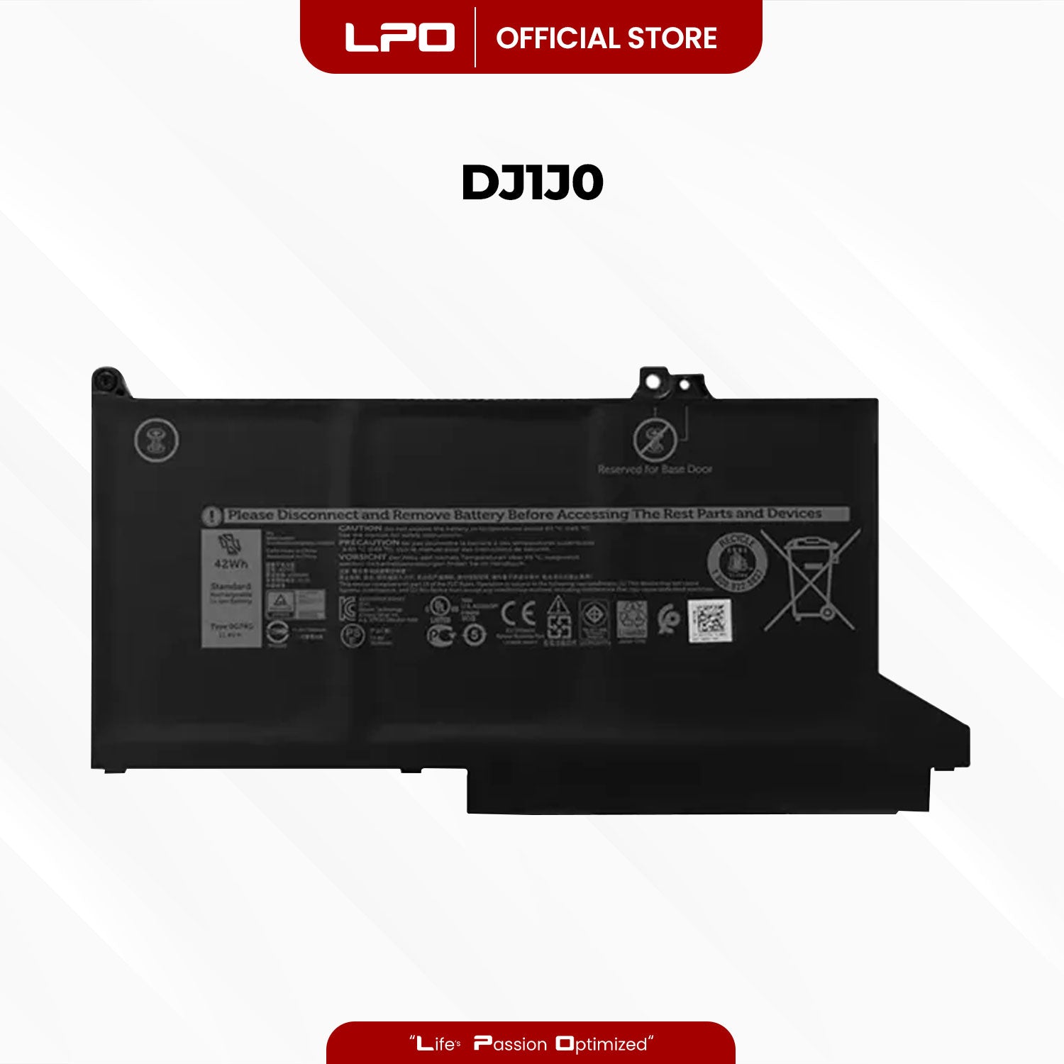 Laptop Battery DJ1J0 Compatible with Dell Latitude 12 7280 K8X0T KHY0C 7290 E7280 Series