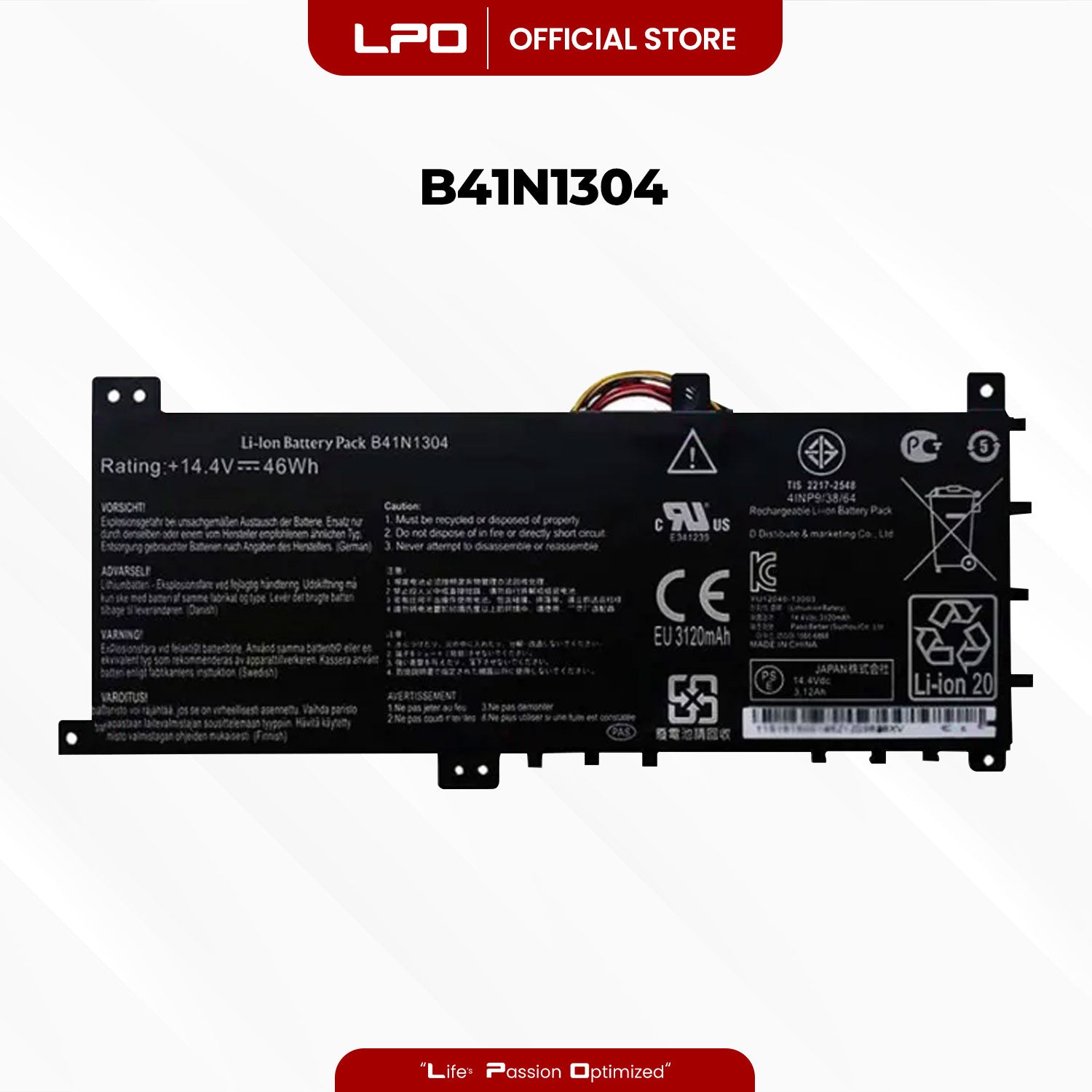 Laptop Battery B41N1304 Compatible with ASUS VivoBook S451LA S451LB B41BK4G V451LN V451LA-DS51T K451L Series