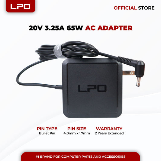 Laptop Charger Lenovo 20V 3.25A 65W Bullet Pin 4.0mm x 1.7mm Compatible with Lenovo Flex 4 5 6 Series