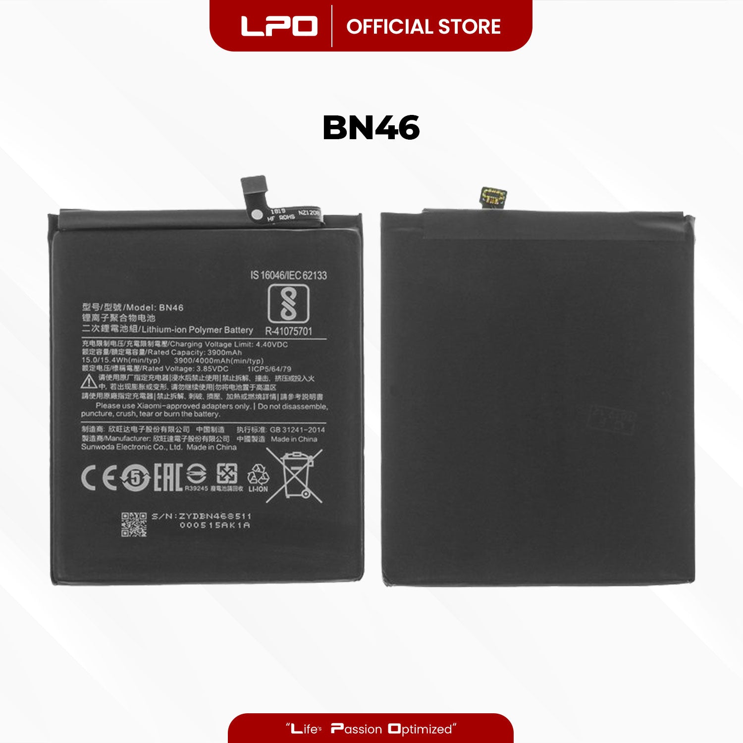 Cellphone Battery Xiaomi Redmi Note 8 2019 BN46 Compatible with Xiaomi Redmi 7 M1810F6LG - LPO Laptop PC-Outlet