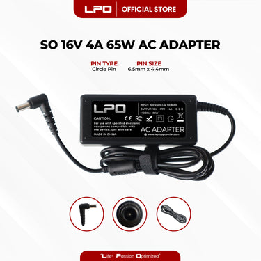 Laptop Charger Sony 16V 4A 65W Circle Pin 6.5mm x 4.4mm  Sony ADP-64CB/PCGA-AC16V