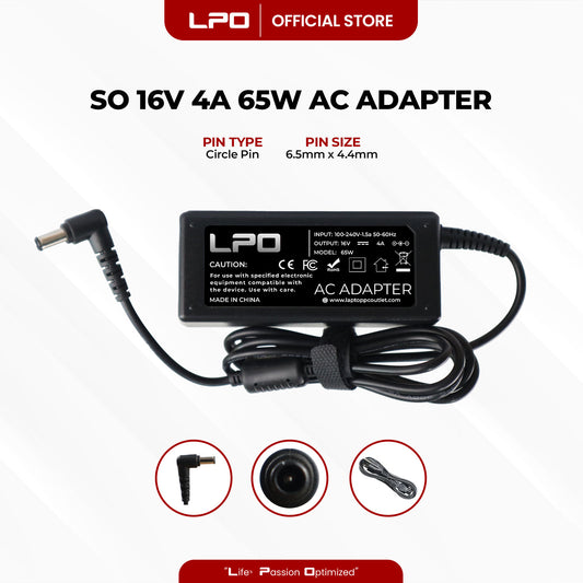Laptop Charger Sony 16V 4A 65W Circle Pin 6.5mm x 4.4mm  Sony ADP-64CB/PCGA-AC16V