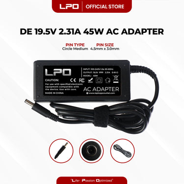 Laptop Charger Dell 19.5V 2.31A 45W Circle Medium 4.5mm x 3.0mm Compatible with Dell XPS 13 Ultrabook