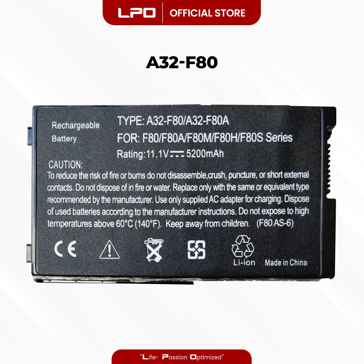 Laptop Battery A32-F80 Compatible with Asus F80CR X80