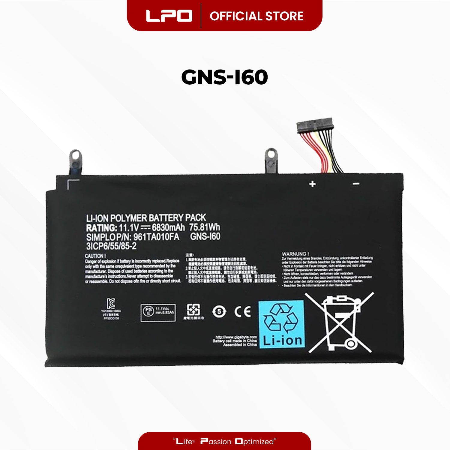 Laptop Battery GNS-I60 Compatible with Gigabyte P35G, P35G v2, P35K, P35W, P35W v2