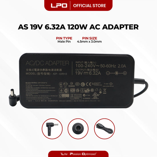 Laptop Charger Asus 19V 6.32A 120W Male Pin 4.5mm x 3.0mm Compatible with Asus N501JW/VW
