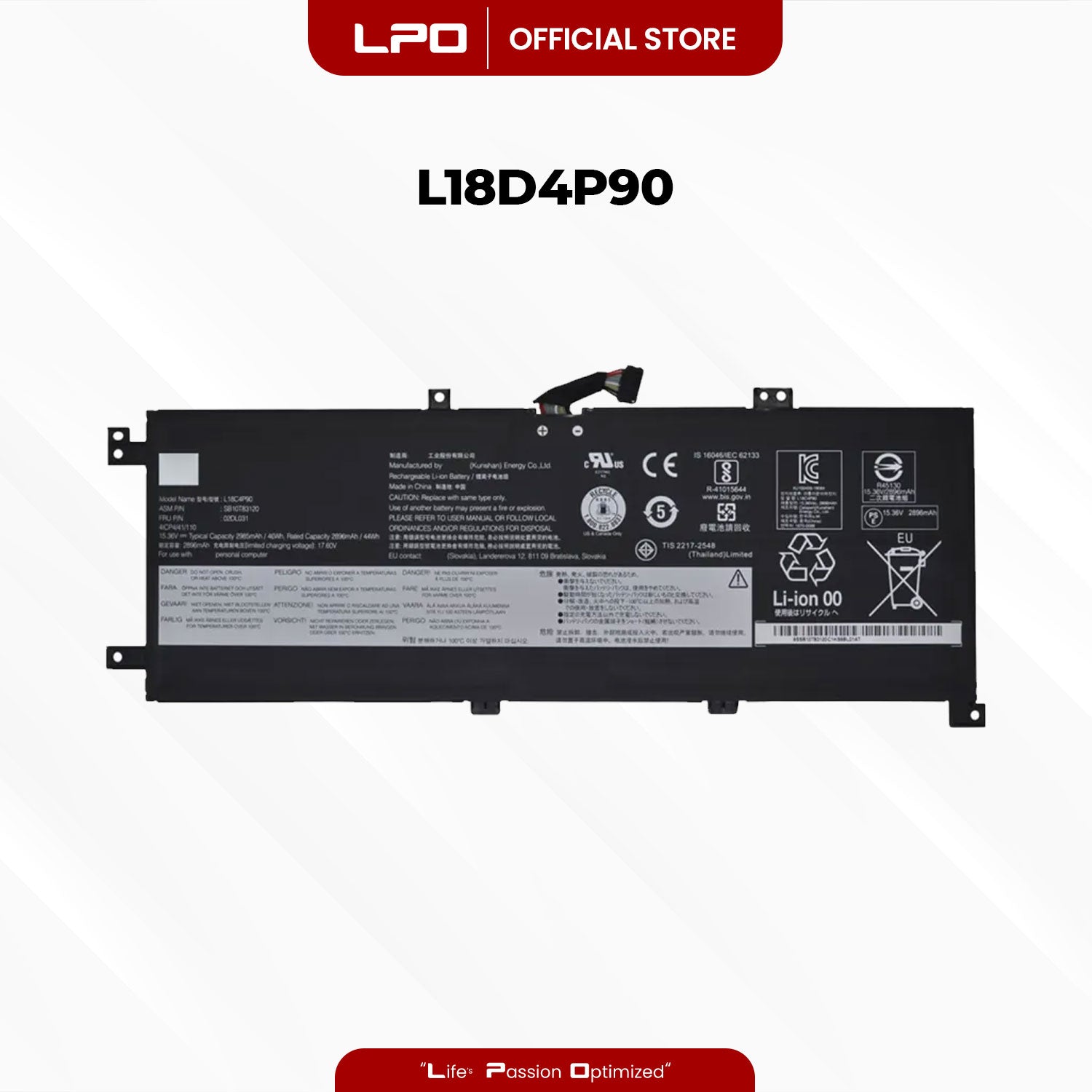 Laptop Battery L18D4P90 Compatible with Lenovo ThinkPad L13 1st Gen Series Notebook