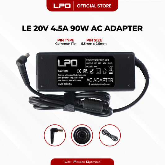 Laptop Charger Lenovo 20V 4.5A 90W Common Pin 5.5mm x 2.5mm Compatible with Lenovo IdeaPad S400