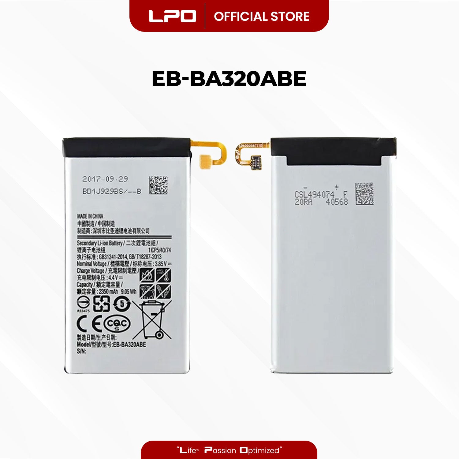 Cellphone Battery Samsung Galaxy A3 2017 EB-BA320ABE Compatible with SM-A320F, SM-A320Y