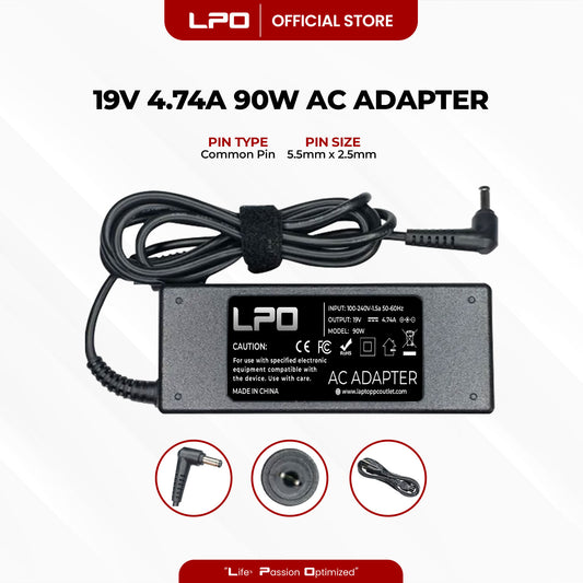 Laptop Charger Asus 19V 4.74A 90W Common Pin 5.5mm x 2.5mm Compatible with Asus A7 A8 F3 F5 F6 F8 F9 Series