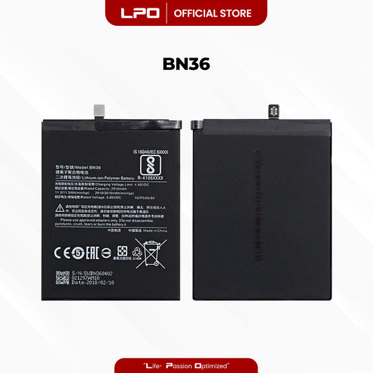 Cellphone Battery Xiaomi Mi A2 (Mi 6X) 2018 BN36 Compatible with M1804D2SG, M1804D2SI, Mi A2, Mi 6X - LPO Laptop PC-Outlet